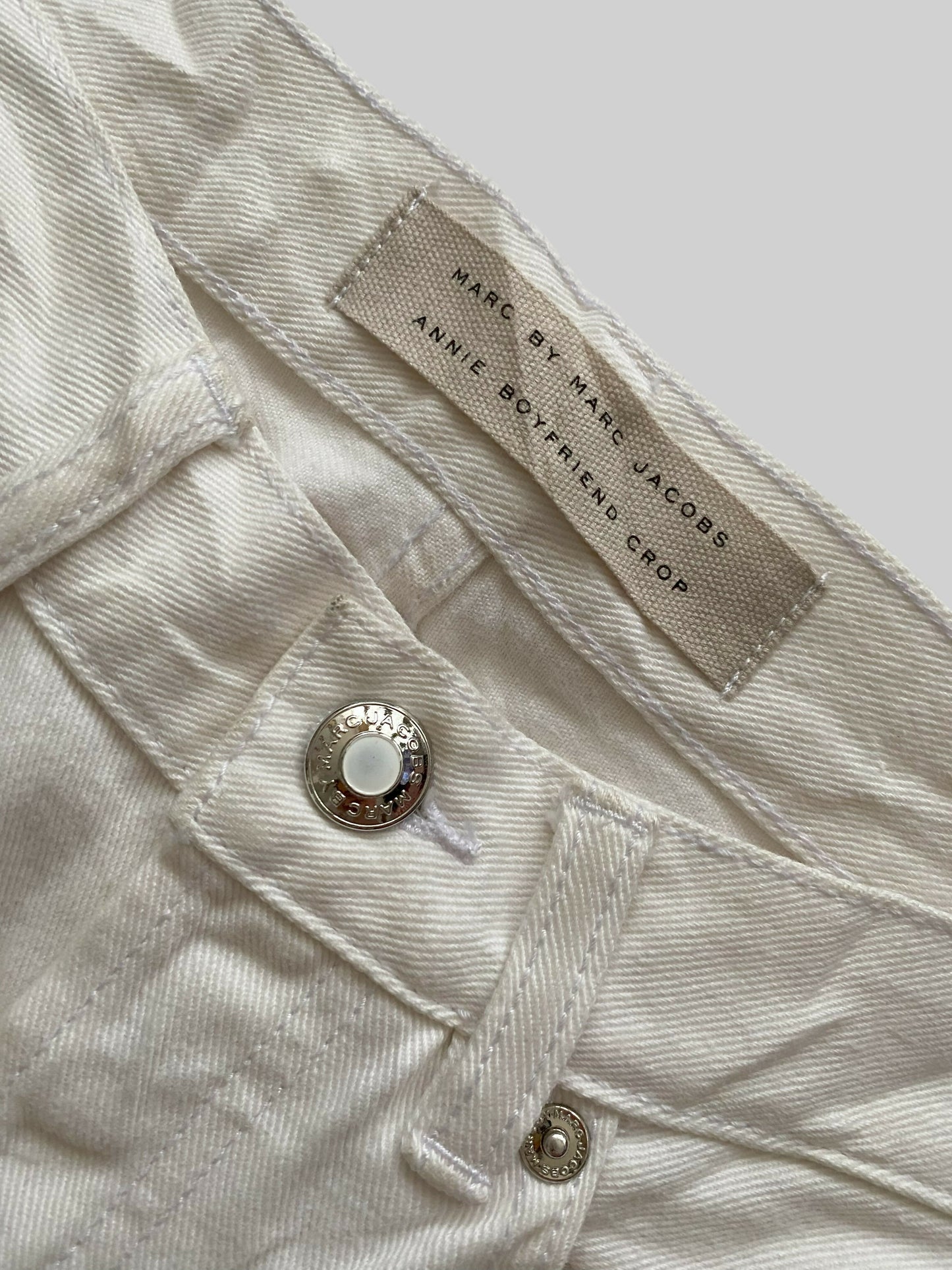 Marc by Marc Jacobs Annie Boyfriend Crop White Jeans